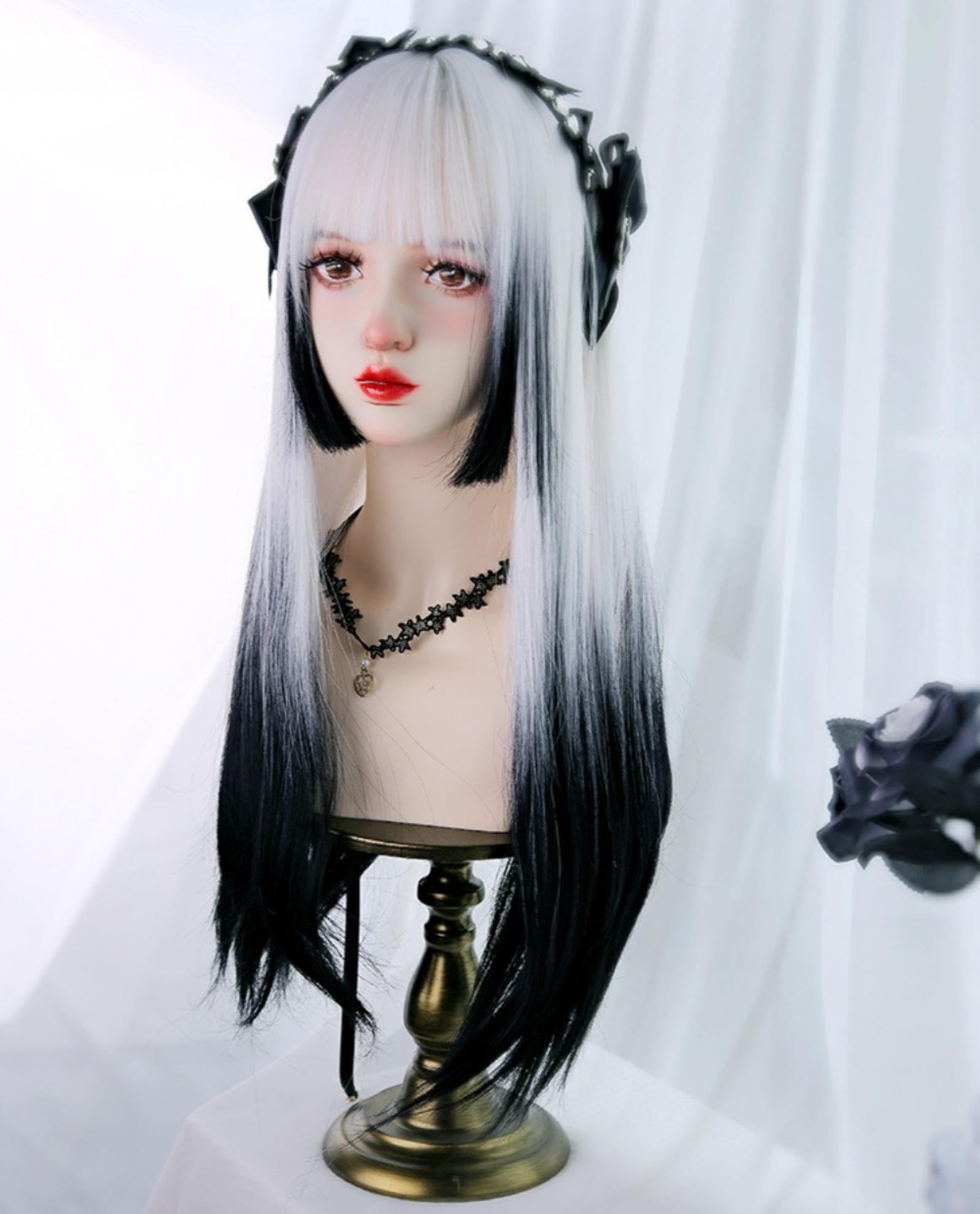 Amazon.co.jp: ロングストレートウィッグモノクログラデーション